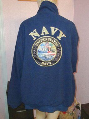 Vtg 90’s US Navy Bomber Jacket Mens XXL Reversible Fleece Military Insignia Flag